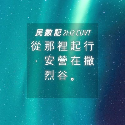 Picture 04 - 民 數 記 21:12 CUVT - 從 那 裡 起 行 ， 安 營 在 撒 烈 谷 - Bible Verse Picture