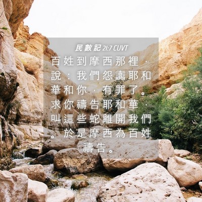 Picture 04 - 民 數 記 21:7 CUVT - 百 姓 到 摩 西 那 裡 ， 說 ： 我 們 - Bible Verse Picture