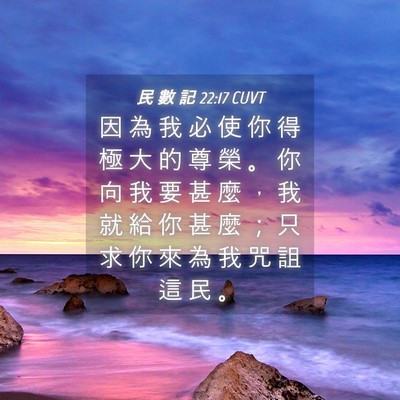 Picture 04 - 民 數 記 22:17 CUVT - 因 為 我 必 使 你 得 極 大 的 尊 榮 - Bible Verse Picture