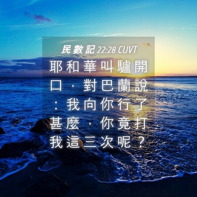 Picture 04 - 民 數 記 22:28 CUVT - 耶 和 華 叫 驢 開 口 ， 對 巴 蘭 說 - Bible Verse Picture