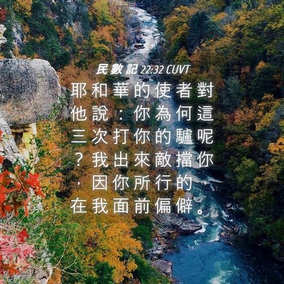 Picture 04 - 民 數 記 22:32 CUVT - 耶 和 華 的 使 者 對 他 說 ： 你 為 - Bible Verse Picture