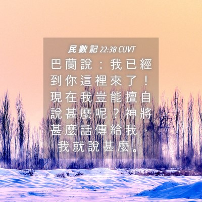 Picture 04 - 民 數 記 22:38 CUVT - 巴 蘭 說 ： 我 已 經 到 你 這 裡 來 - Bible Verse Picture