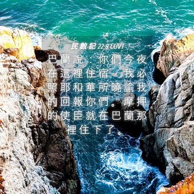 Picture 04 - 民 數 記 22:8 CUVT - 巴 蘭 說 ： 你 們 今 夜 在 這 裡 住 - Bible Verse Picture