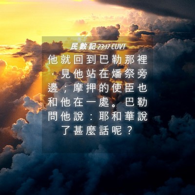 Picture 04 - 民 數 記 23:17 CUVT - 他 就 回 到 巴 勒 那 裡 ， 見 他 站 - Bible Verse Picture