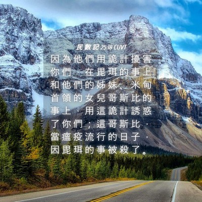 Picture 04 - 民 數 記 25:18 CUVT - 因 為 他 們 用 詭 計 擾 害 你 們 ， - Bible Verse Picture