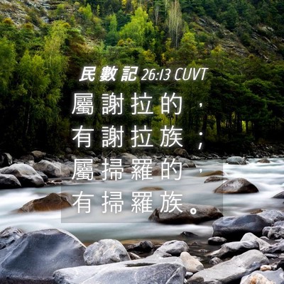 Picture 04 - 民 數 記 26:13 CUVT - 屬 謝 拉 的 ， 有 謝 拉 族 ； 屬 掃 - Bible Verse Picture