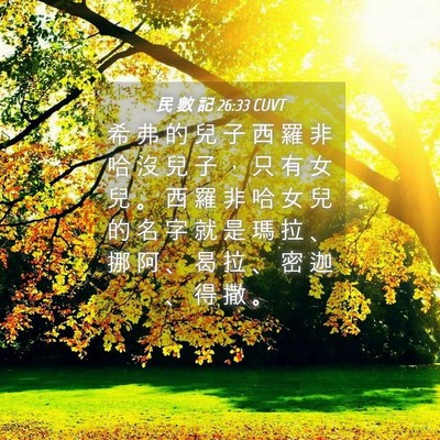 Picture 04 - 民 數 記 26:33 CUVT - 希 弗 的 兒 子 西 羅 非 哈 沒 兒 子 - Bible Verse Picture
