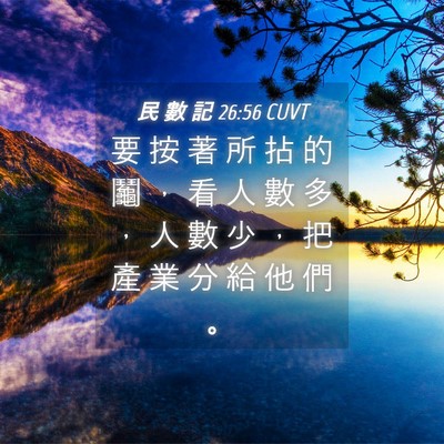 Picture 04 - 民 數 記 26:56 CUVT - 要 按 著 所 拈 的 鬮 ， 看 人 數 多 - Bible Verse Picture