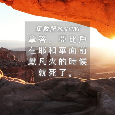 Picture 04 - 民 數 記 26:61 CUVT - 拿 答 、 亞 比 戶 在 耶 和 華 面 前 - Bible Verse Picture