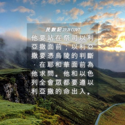 Picture 04 - 民 數 記 27:21 CUVT - 他 要 站 在 祭 司 以 利 亞 撒 面 前 - Bible Verse Picture