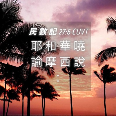 Picture 04 - 民 數 記 27:6 CUVT - 耶 和 華 曉 諭 摩 西 說 - Bible Verse Picture