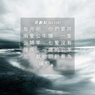 Picture 04 - 民 數 記 28:11 CUVT - 每 月 朔 ， 你 們 要 將 兩 隻 公 牛 - Bible Verse Picture