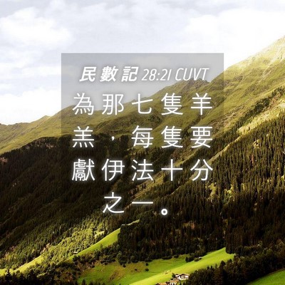 Picture 04 - 民 數 記 28:21 CUVT - 為 那 七 隻 羊 羔 ， 每 隻 要 獻 伊 - Bible Verse Picture