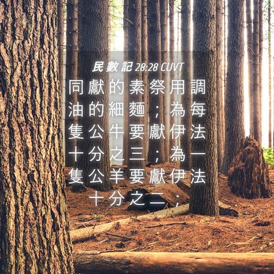 Picture 04 - 民 數 記 28:28 CUVT - 同 獻 的 素 祭 用 調 油 的 細 麵 ； - Bible Verse Picture