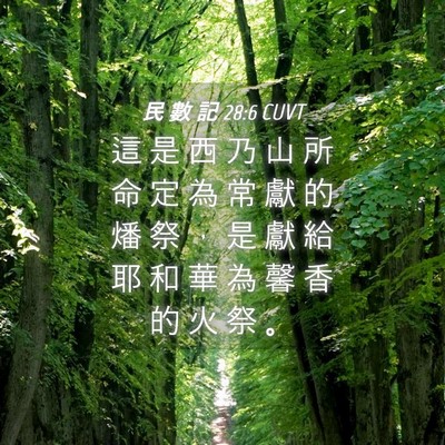 Picture 04 - 民 數 記 28:6 CUVT - 這 是 西 乃 山 所 命 定 為 常 獻 的 - Bible Verse Picture
