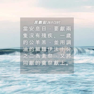 Picture 04 - 民 數 記 28:9 CUVT - 當 安 息 日 ， 要 獻 兩 隻 沒 有 殘 - Bible Verse Picture