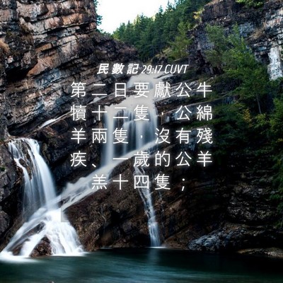 Picture 04 - 民 數 記 29:17 CUVT - 第 二 日 要 獻 公 牛 犢 十 二 隻 ， - Bible Verse Picture
