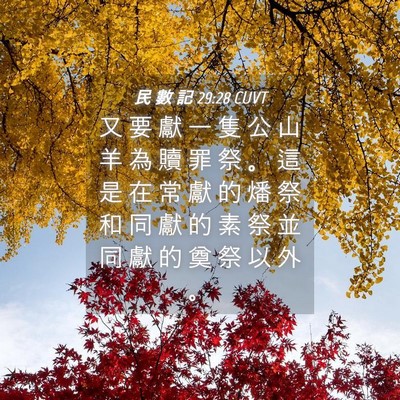 Picture 04 - 民 數 記 29:28 CUVT - 又 要 獻 一 隻 公 山 羊 為 贖 罪 祭 - Bible Verse Picture