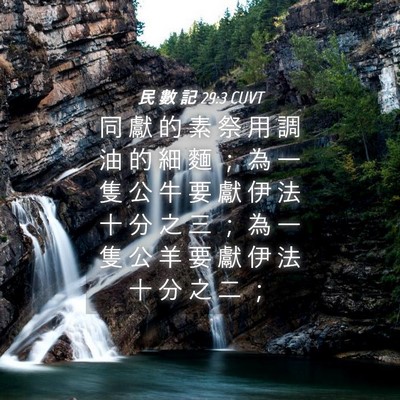 Picture 04 - 民 數 記 29:3 CUVT - 同 獻 的 素 祭 用 調 油 的 細 麵 ； - Bible Verse Picture