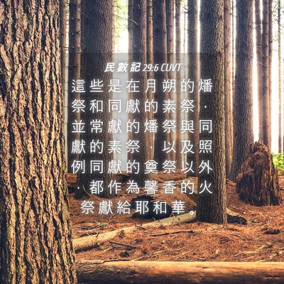 Picture 04 - 民 數 記 29:6 CUVT - 這 些 是 在 月 朔 的 燔 祭 和 同 獻 - Bible Verse Picture