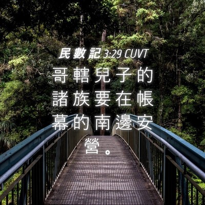 Picture 04 - 民 數 記 3:29 CUVT - 哥 轄 兒 子 的 諸 族 要 在 帳 幕 的 - Bible Verse Picture