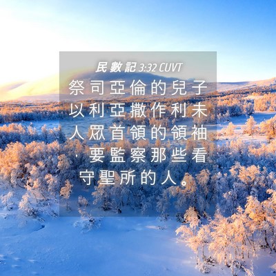 Picture 04 - 民 數 記 3:32 CUVT - 祭 司 亞 倫 的 兒 子 以 利 亞 撒 作 - Bible Verse Picture