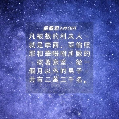 Picture 04 - 民 數 記 3:39 CUVT - 凡 被 數 的 利 未 人 ， 就 是 摩 西 - Bible Verse Picture