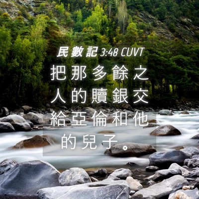 Picture 04 - 民 數 記 3:48 CUVT - 把 那 多 餘 之 人 的 贖 銀 交 給 亞 - Bible Verse Picture