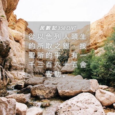 Picture 04 - 民 數 記 3:50 CUVT - 從 以 色 列 人 頭 生 的 所 取 之 銀 - Bible Verse Picture