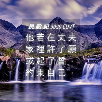 Picture 04 - 民 數 記 30:10 CUVT - 他 若 在 丈 夫 家 裡 許 了 願 或 起 - Bible Verse Picture