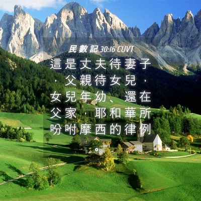 Picture 04 - 民 數 記 30:16 CUVT - 這 是 丈 夫 待 妻 子 ， 父 親 待 女 - Bible Verse Picture