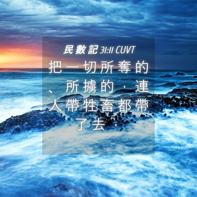 Picture 04 - 民 數 記 31:11 CUVT - 把 一 切 所 奪 的 、 所 擄 的 ， 連 - Bible Verse Picture