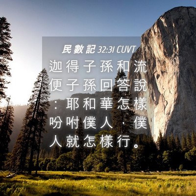 Picture 04 - 民 數 記 32:31 CUVT - 迦 得 子 孫 和 流 便 子 孫 回 答 說 - Bible Verse Picture