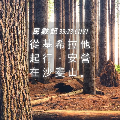 Picture 04 - 民 數 記 33:23 CUVT - 從 基 希 拉 他 起 行 ， 安 營 在 沙 - Bible Verse Picture