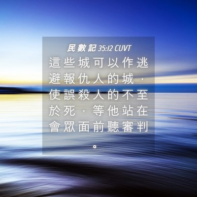 Picture 04 - 民 數 記 35:12 CUVT - 這 些 城 可 以 作 逃 避 報 仇 人 的 - Bible Verse Picture