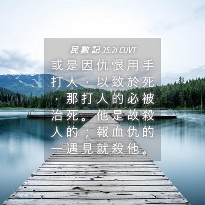 Picture 04 - 民 數 記 35:21 CUVT - 或 是 因 仇 恨 用 手 打 人 ， 以 致 - Bible Verse Picture