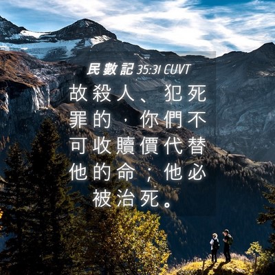 Picture 04 - 民 數 記 35:31 CUVT - 故 殺 人 、 犯 死 罪 的 ， 你 們 不 - Bible Verse Picture
