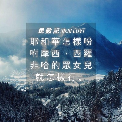 Picture 04 - 民 數 記 36:10 CUVT - 耶 和 華 怎 樣 吩 咐 摩 西 ， 西 羅 - Bible Verse Picture