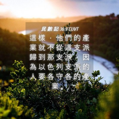 Picture 04 - 民 數 記 36:9 CUVT - 這 樣 ， 他 們 的 產 業 就 不 從 這 - Bible Verse Picture