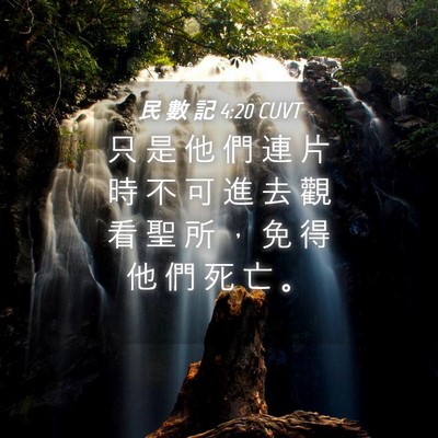 Picture 04 - 民 數 記 4:20 CUVT - 只 是 他 們 連 片 時 不 可 進 去 觀 - Bible Verse Picture