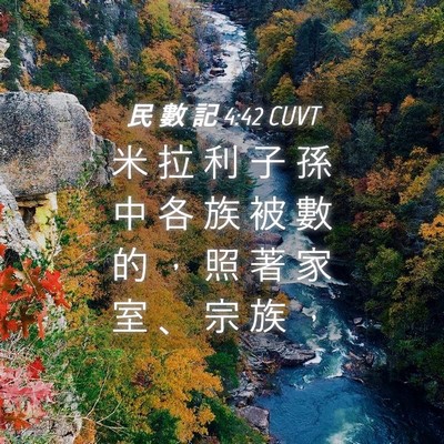 Picture 04 - 民 數 記 4:42 CUVT - 米 拉 利 子 孫 中 各 族 被 數 的 ， - Bible Verse Picture