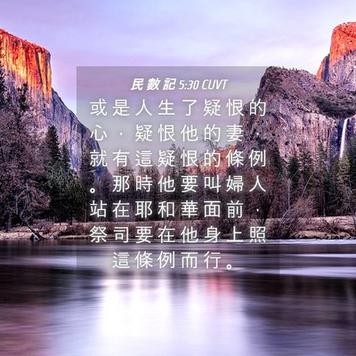 Picture 04 - 民 數 記 5:30 CUVT - 或 是 人 生 了 疑 恨 的 心 ， 疑 恨 - Bible Verse Picture