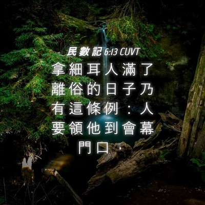 Picture 04 - 民 數 記 6:13 CUVT - 拿 細 耳 人 滿 了 離 俗 的 日 子 乃 - Bible Verse Picture