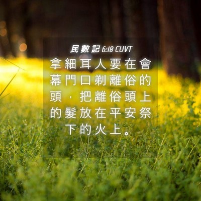 Picture 04 - 民 數 記 6:18 CUVT - 拿 細 耳 人 要 在 會 幕 門 口 剃 離 - Bible Verse Picture