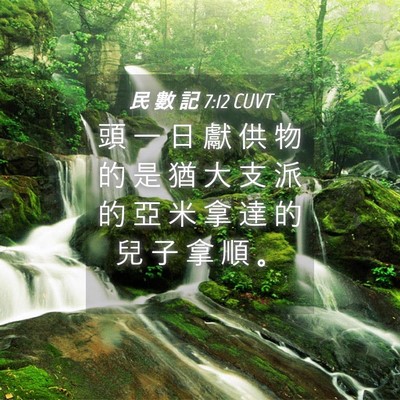 Picture 04 - 民 數 記 7:12 CUVT - 頭 一 日 獻 供 物 的 是 猶 大 支 派 - Bible Verse Picture