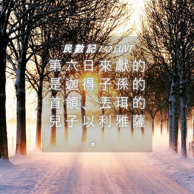 Picture 04 - 民 數 記 7:42 CUVT - 第 六 日 來 獻 的 是 迦 得 子 孫 的 - Bible Verse Picture