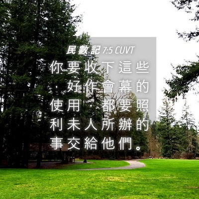 Picture 04 - 民 數 記 7:5 CUVT - 你 要 收 下 這 些 ， 好 作 會 幕 的 - Bible Verse Picture