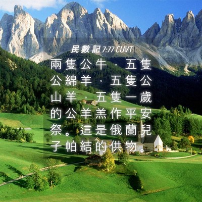 Picture 04 - 民 數 記 7:77 CUVT - 兩 隻 公 牛 ， 五 隻 公 綿 羊 ， 五 - Bible Verse Picture