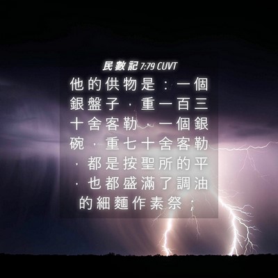 Picture 04 - 民 數 記 7:79 CUVT - 他 的 供 物 是 ： 一 個 銀 盤 子 ， - Bible Verse Picture