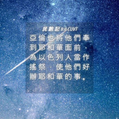 Picture 04 - 民 數 記 8:11 CUVT - 亞 倫 也 將 他 們 奉 到 耶 和 華 面 - Bible Verse Picture
